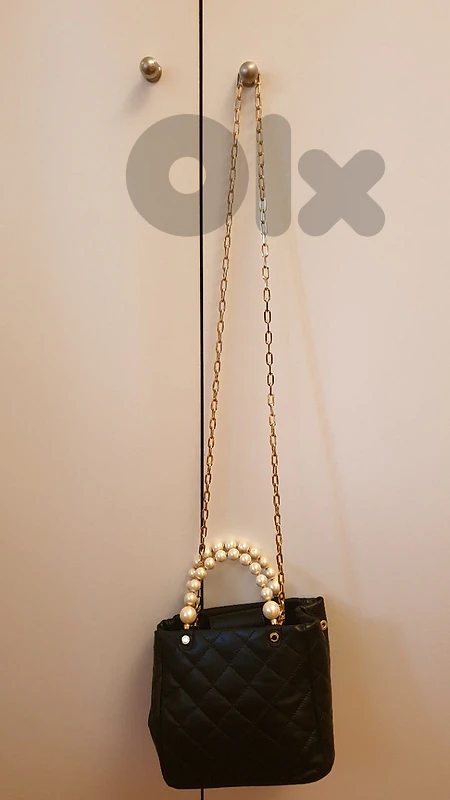 Leather black handbag