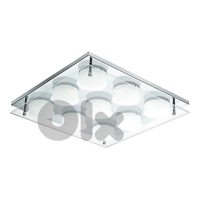 EGLO Abiola 9‑LED Ceiling Light – Square Chrome Design, Even Warm Glow