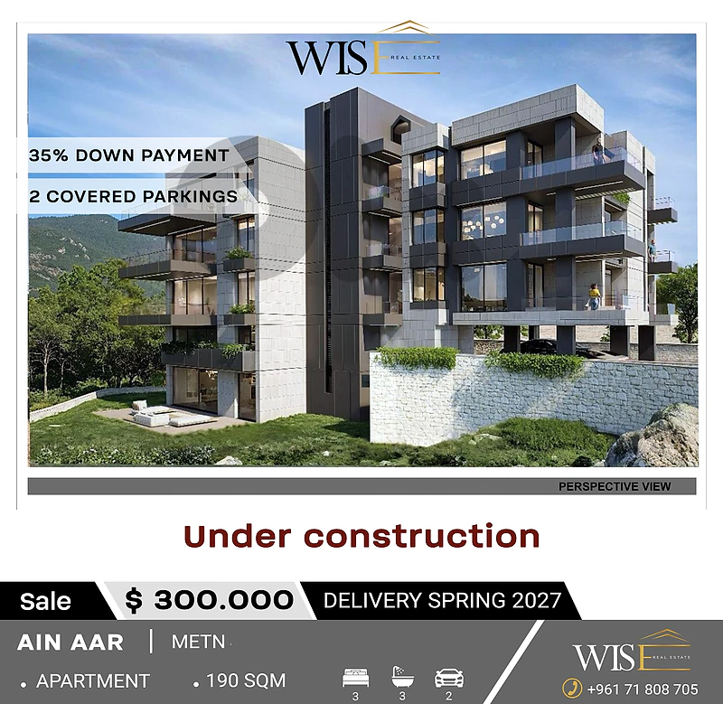 🏠 190 SQM Under-Construction Apartment for SALE in Ain Aar!