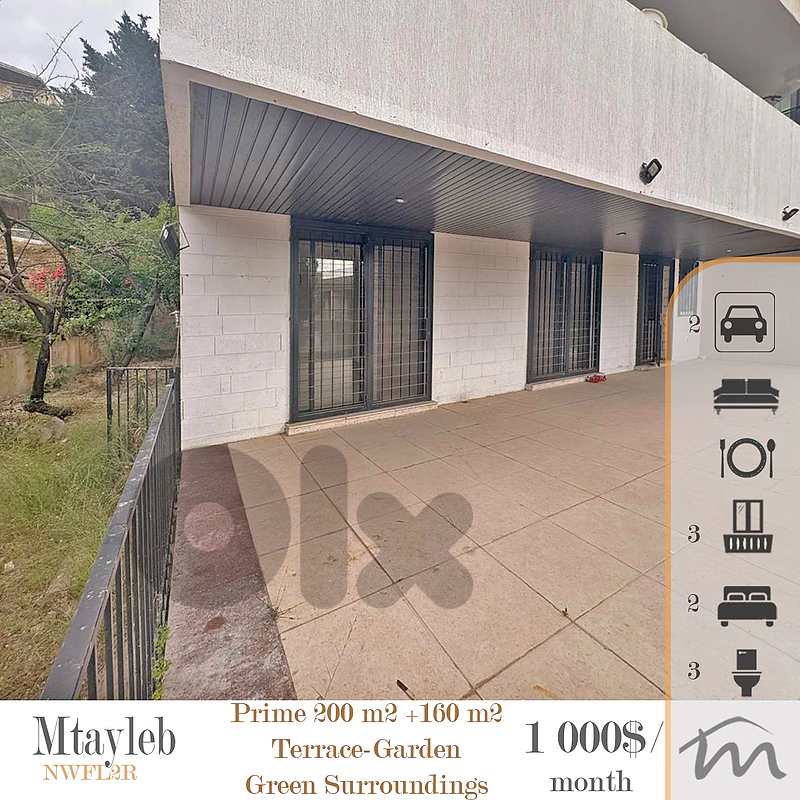 Mtayleb | Decorated-Equipped 200m² + 160m² Terrace-Garden | Prime Area