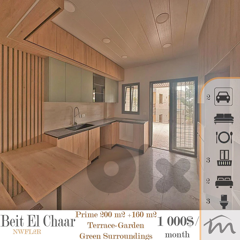 Beit El Chaar | Decorated-Equipped 200m² + Terrace-Garden | Prime Area