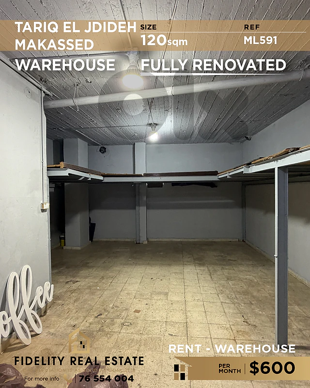 Warehouse rent Tarik El Jdideh ML591 مستودع للإيجار في طريق الجديدة