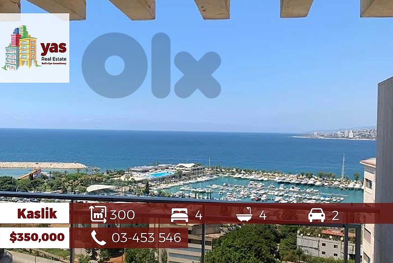 Kaslik 300m2 |  Spacious Flat | Panoramic Sea View | TYT |