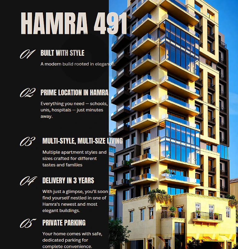 Under Construction Apts For Sale in Hamra 450,000$ شقق للبيع في الحمرا