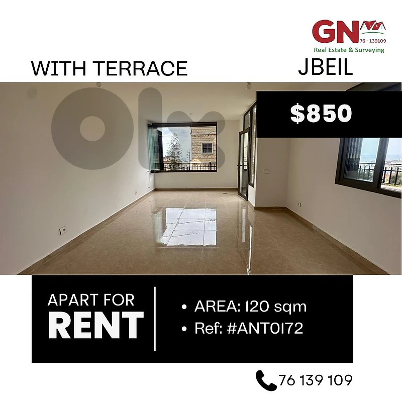 Apartment in Jbeil for rent 120m² ONLY for 850$ per month في جبيل