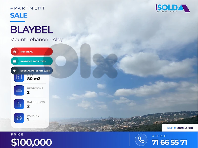 A 80 m2 apartment for sale in Blaybel