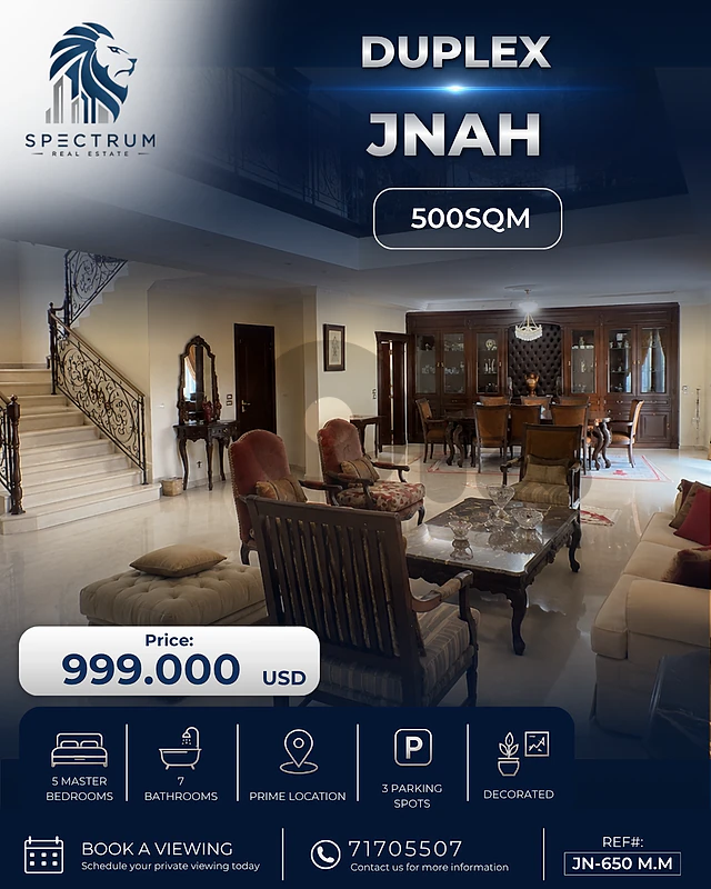 SPACIOUS DUPLEX IN JNAH PRIME | 500SQ | 5 MASTER BEDS | JN-650 M.M