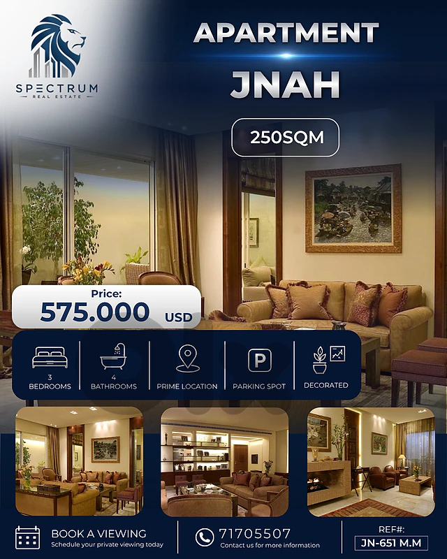 HIGH-END APARTMENT IN JNAH PRIME WITH CHIMNEY (250SQ) , (JN-651)