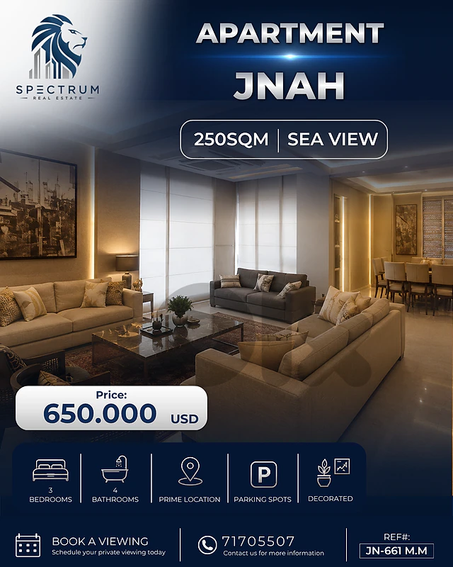 FULL SEA VIEW APARTMENT IN JNAH PRIME | 250SQ | JN-661 M.N