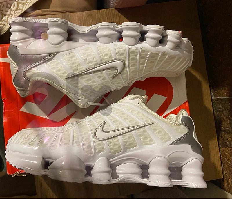 nike shox tl white metallic silver