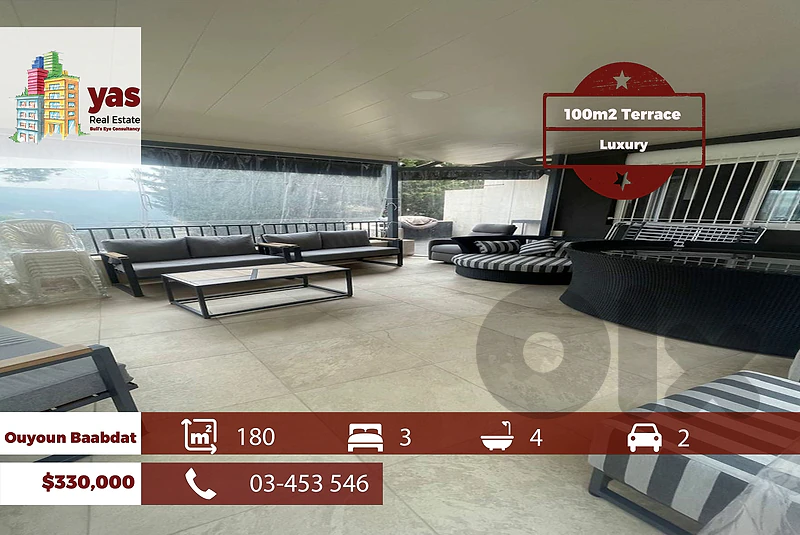 Ouyoun Baabdat 180m2 | 100m2 Terrace | Luxury Flat | Calm Area | TCH