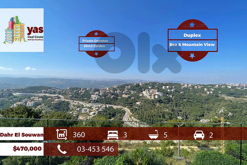 Dahr El Souwan 360m2 | 60m2 Garden | Private Entrance | View | TCH