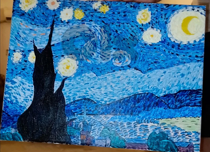 the starry night hand made drawing