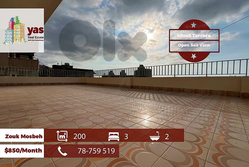 Zouk Mosbeh 200m2 | 40m2 Terrace | Open Sea View | Calm Area | RH