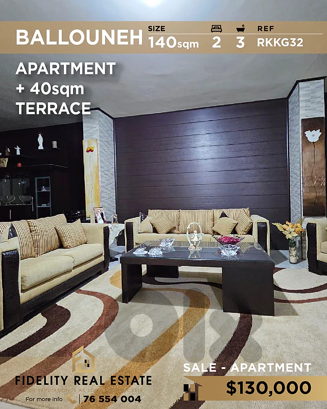 Apartment for sale in Ballouneh RKKG32 شقة  للبيع في بلونة