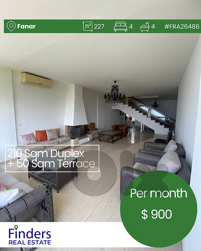 Duplex for rent in Fanar! شقة دوبلكس للإيجار في الفنار!