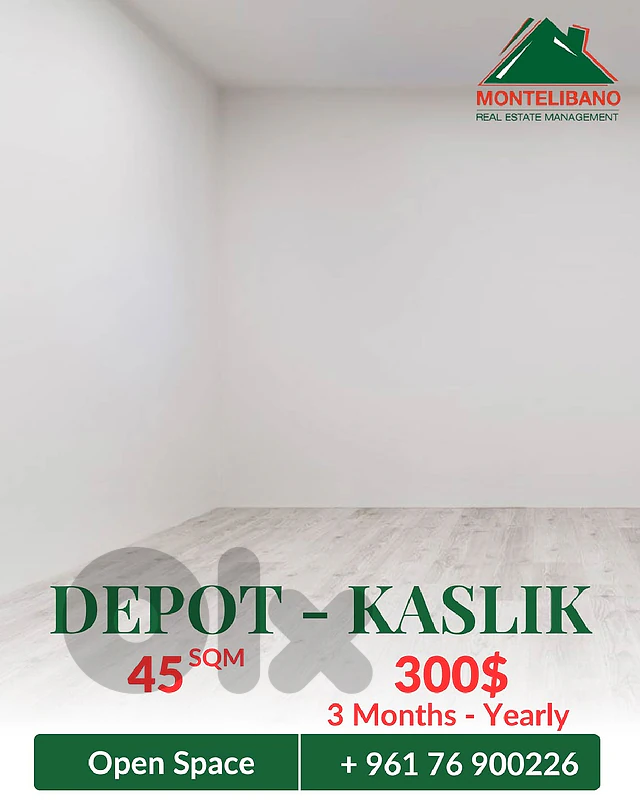 45 sqm Depot For Rent in Kaslik كسليك