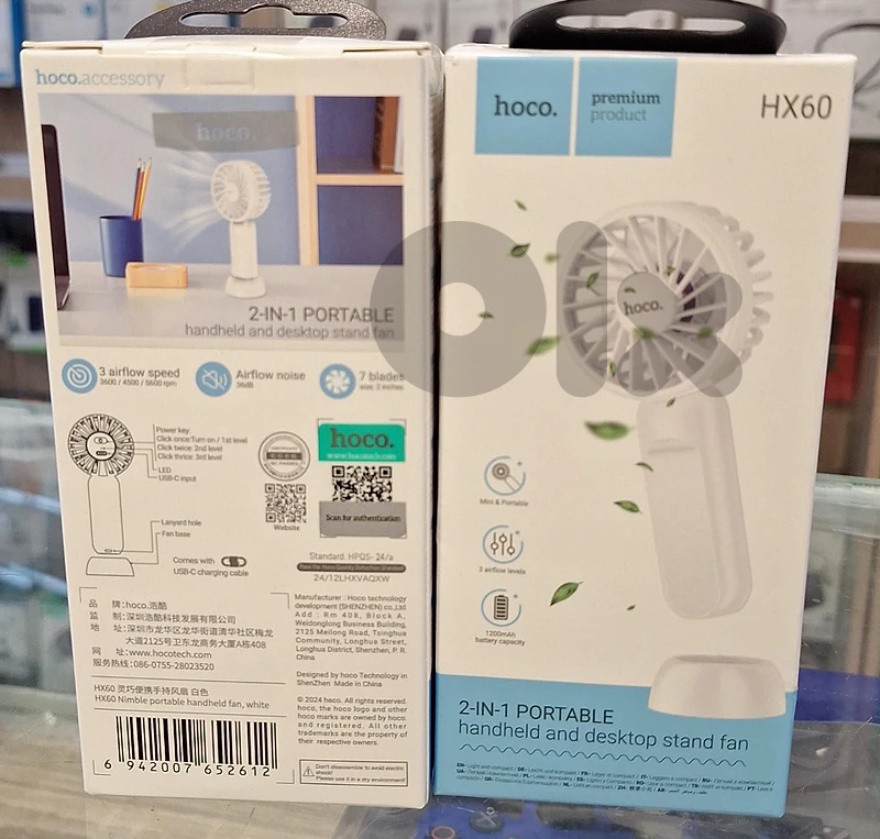 HOCO HANDHELD AND DESKTOP STAND FAN HX60