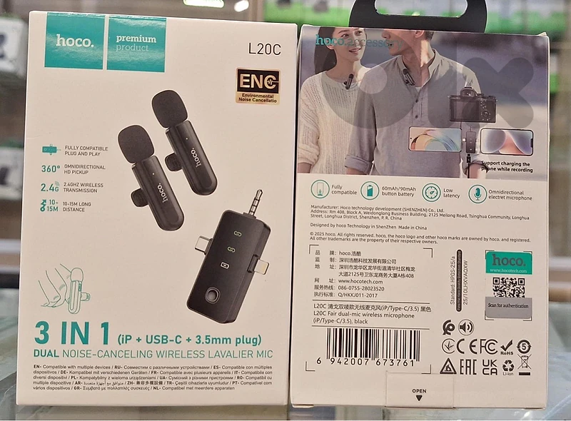 HOCO DUAL NOISE-CANCELING WIRELESS LAVALIER MIC