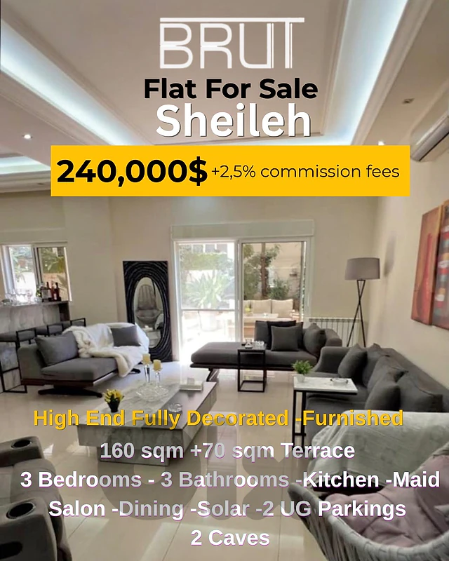 170 sqm + 70 sqm Apartment for sale-Sheileh Decorated Fully Furnished