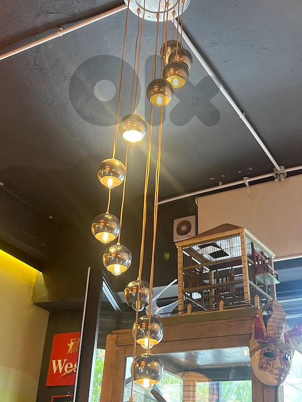 vintage 70s chrome 12 bulbs ceiling lights pendant