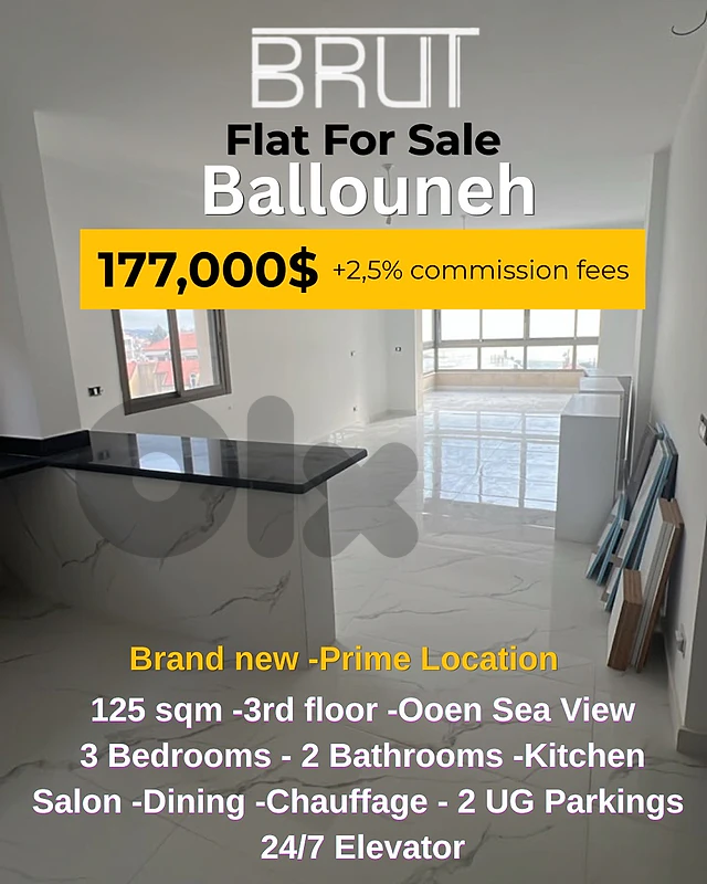 125 sqm apartment with open aea view for sale in Ballouneh