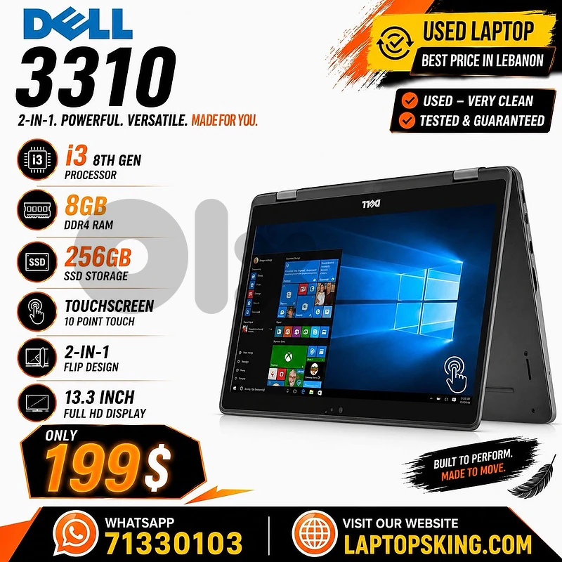 Dell Latitude 3310 2-in-1 Core i3 8th Gen 8GB 256GB SSD Touch 13.3"