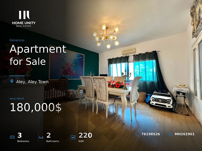 3-bedrooms Apartment for Sale , located in Aley Town , Aley