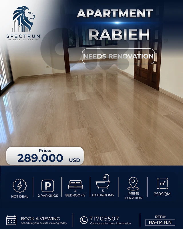 HOT DEAL!!!  RABIEH PRIME NEED RENOVTION 250SQ  , (RA-114)