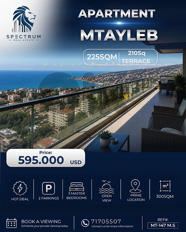 APARTMENT IN MTAYLEB PRIME (230SQ) WITH VIEW , (MT-147)