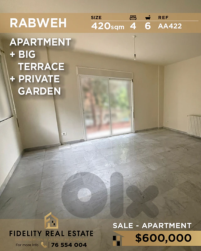 Apartment for sale in Rabweh AA422 شقة للبيع في ربوة