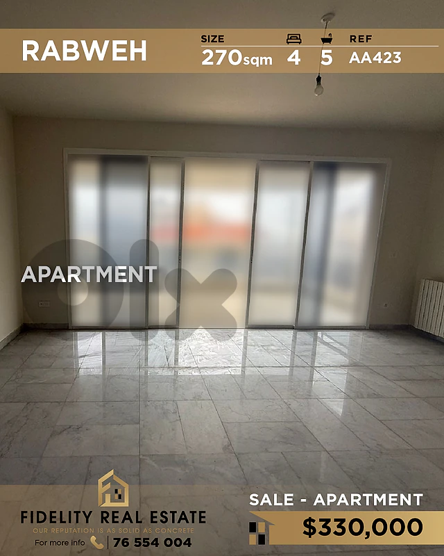 Apartment for sale in Rabweh AA423 شقة للبيع في ربوة