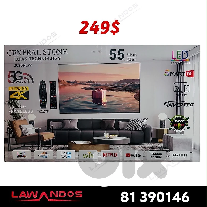 Led GENERAL STONE 55” 4K  + air mouse remote