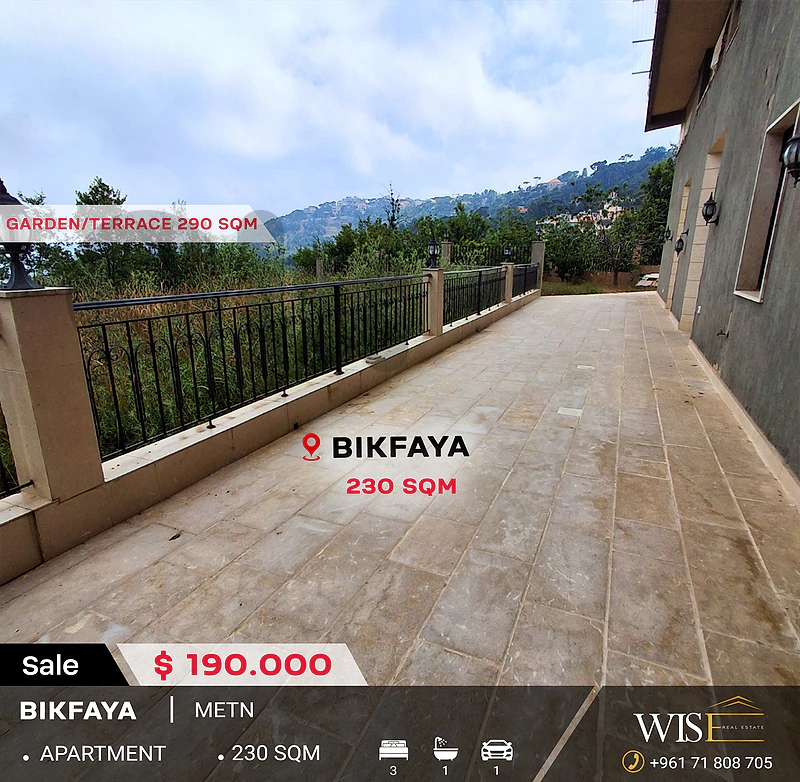 🏠 230 SQM Apartment with Garden & Terrace for SALE in Bikfaya!
