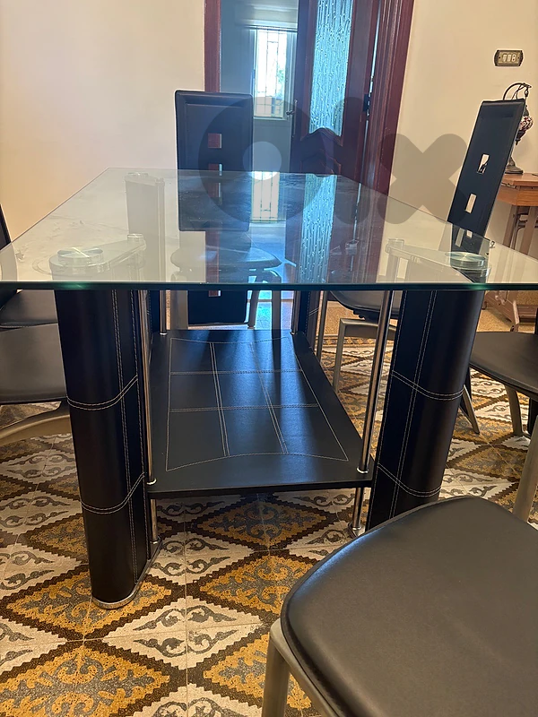 Dinning Room, black leather 6 chairs