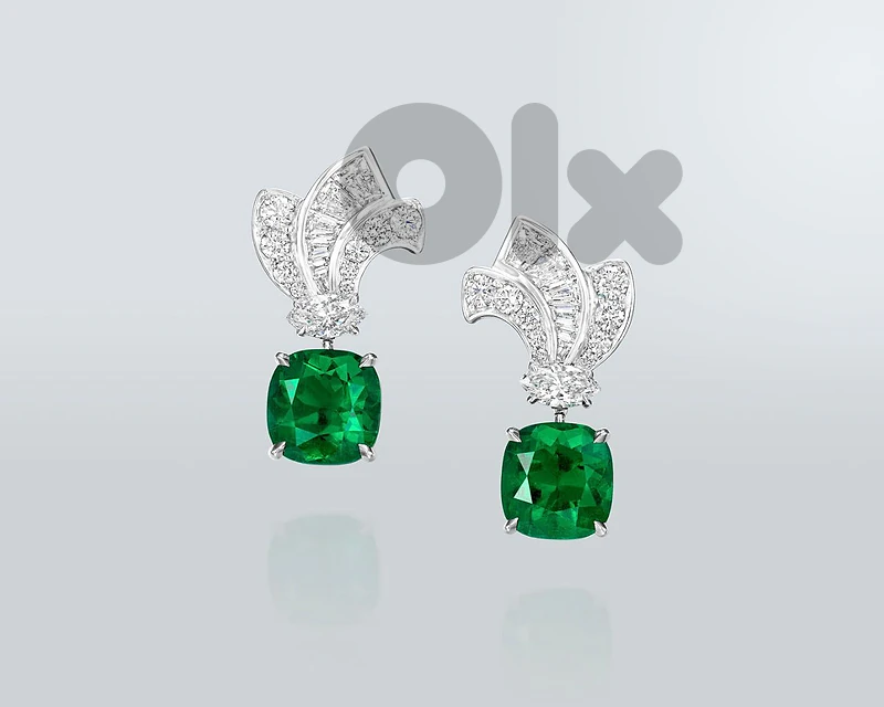 Lab Grown Emerald & Diamond Earrings Lab Grown Emerald & Diamond Earrings