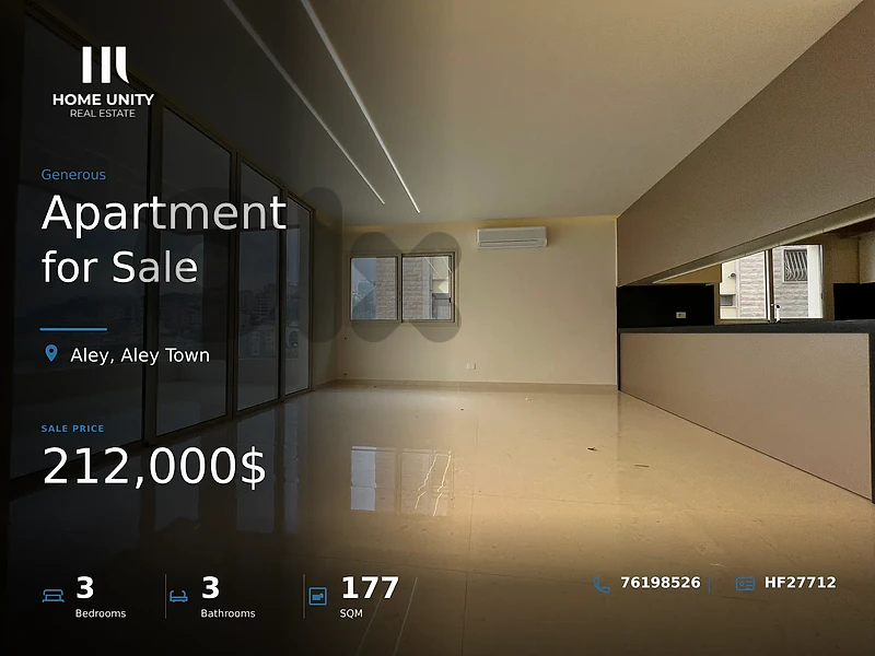 3-bedrooms Apartment, Ready to move in for Sale , located in Aley Town