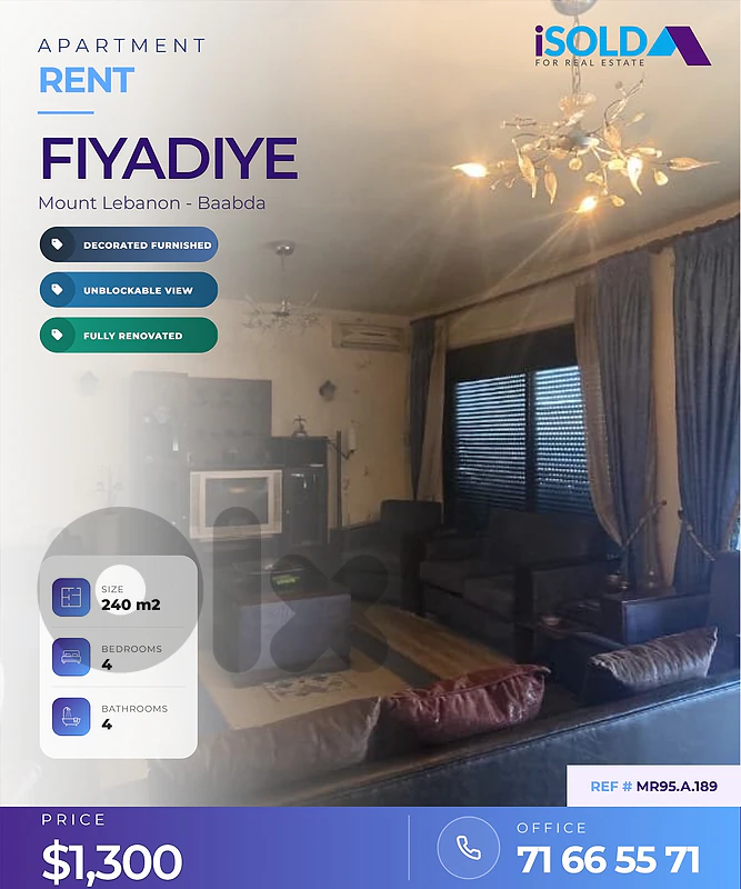 Decorated 240 m² Furnished Apartment | Fiyadiye | Unblockable View