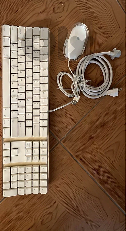 Vintage apple keyboard with mouse