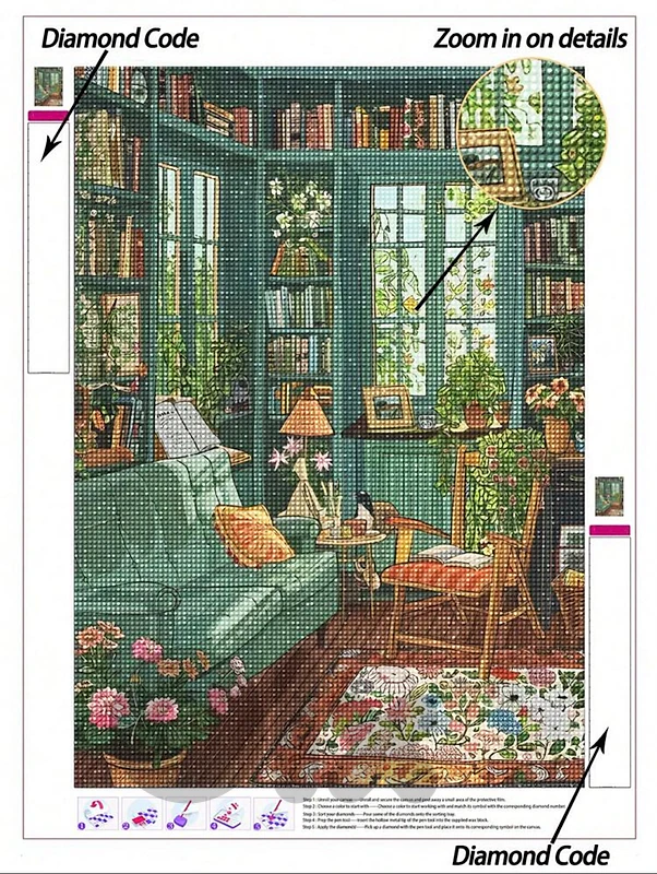 Cozy Library Corner DIY Diamond Painting Kit