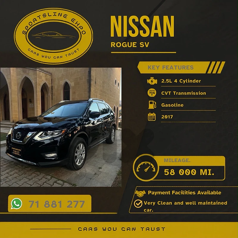 Nissan Rogue SV+ 2018 58,xxx Miles (Payment Facility)
