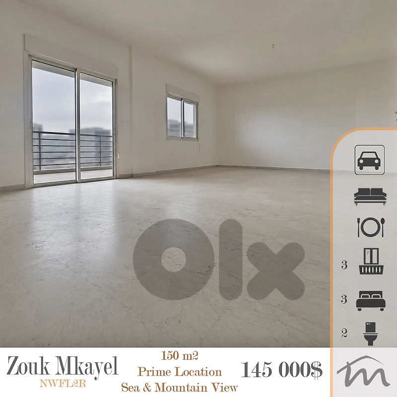 Zouk Mkayel | 3 Bedrooms Apartment | 3 Balconies | Sea & Mountain View