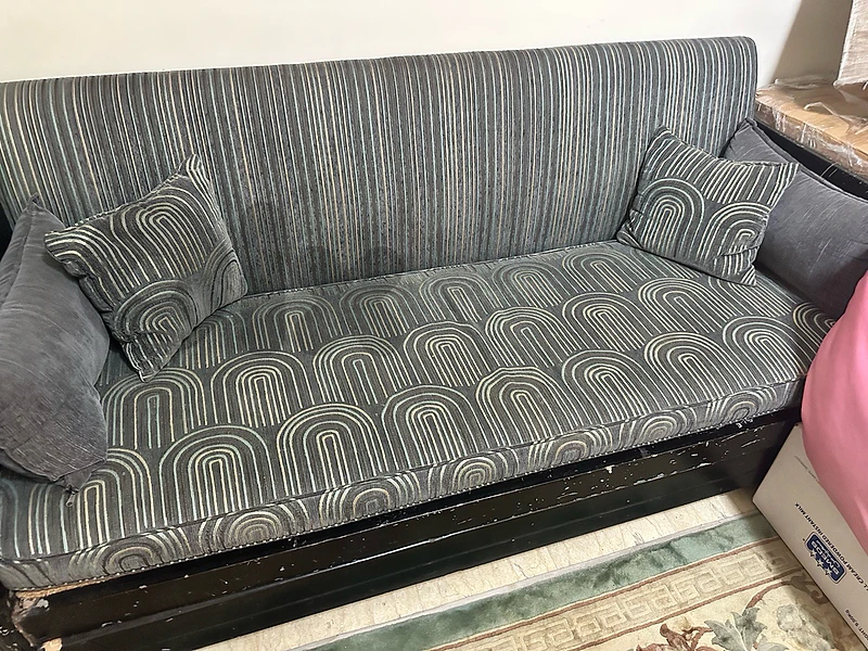 Patterned Sofa and Matching Armchair Set Comfortable Living Room