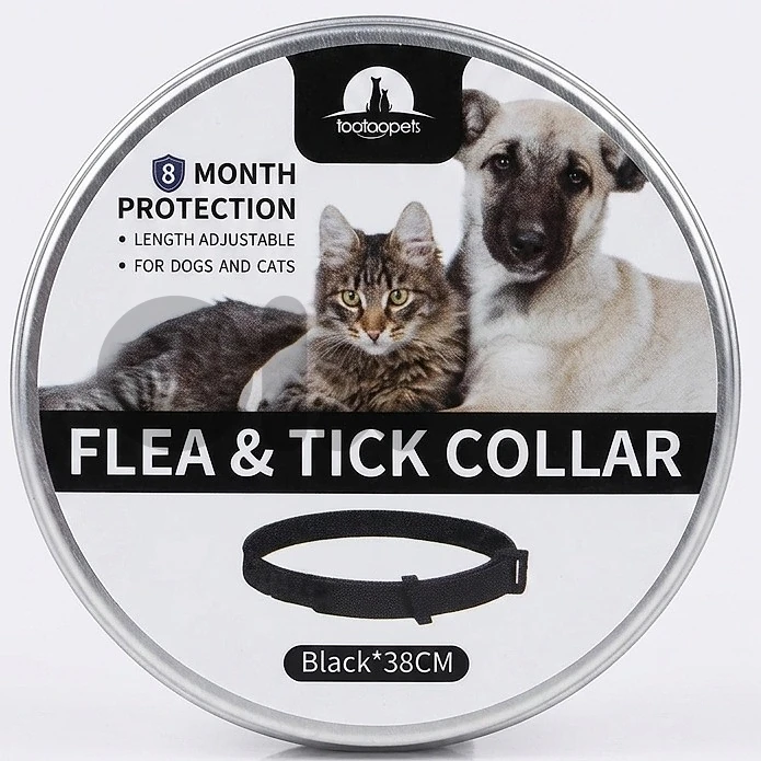 Adjustable Flea & Tick Prevention Collar – 38cm Black