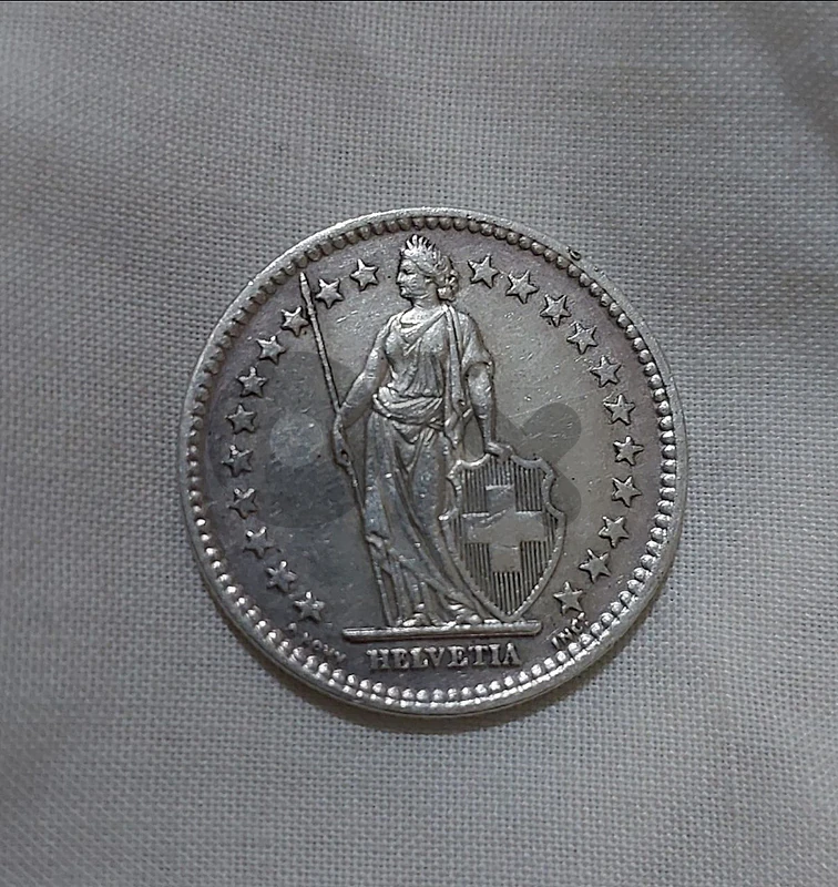 Two Swiss Francs Silver coin year 1946 weight 10 grams