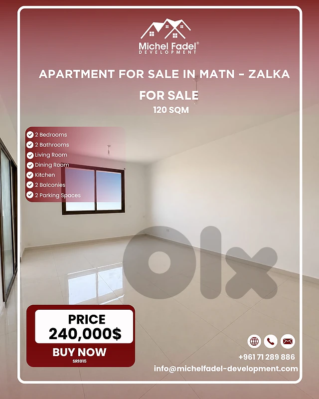 SR1015-Aprt for Sale in Matn – Zalka/   شقة للبيع في المتن – الزلقا