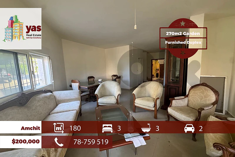 Amchit 180m2 | 270m2 Garden | Furnished Duplex | Lebanese Style | HS