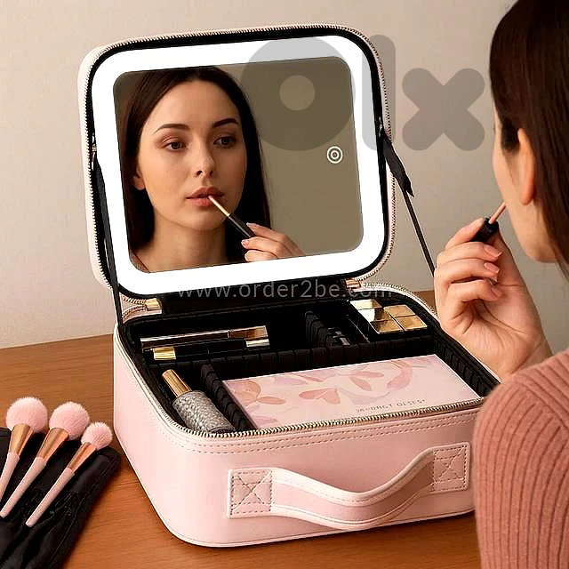 LED Makeup Mirror Travel Organizer Box