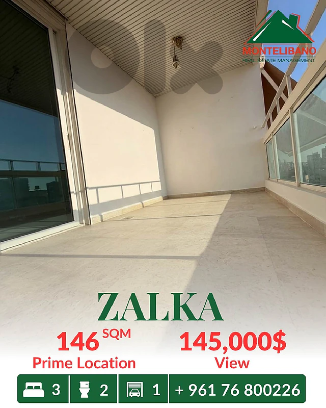 Prime Location 146 sqm Apartment For Sale in Zalka زلقا with View