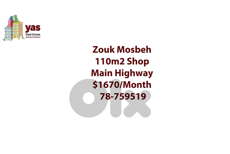 Zouk Mosbeh 110m2 | Shop | Rent | Prime Location | HIghway | RH
